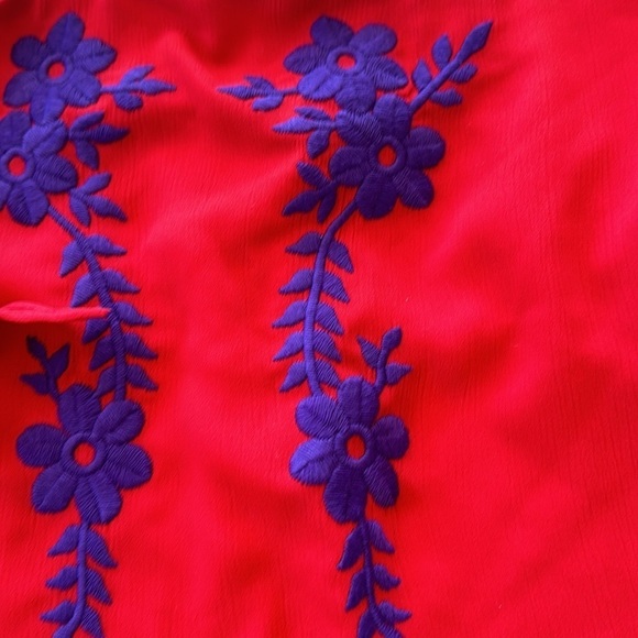 Lulu’s Red Embroidered Off-the-Shoulder Mini Dress - Picture 3 of 6